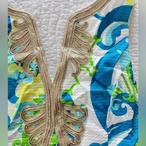 Lilly Pulitzer Shift Dress with Gold Embroidery | Size 12